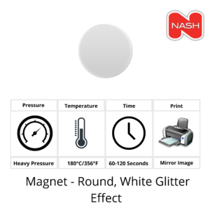 Magnet, Circle, white glitter effect for sublimation