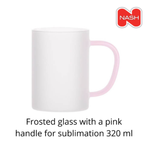Frosted Glass with pink handle for Sublimation