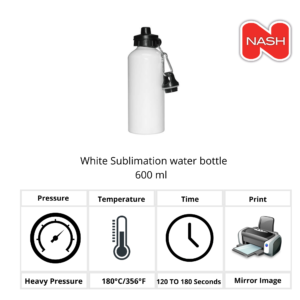 Water Bottle White - 600ml Time and Temp
